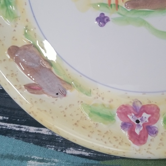 Cottage Core Hand Painted Rabbit Bunny Platter By Style Eye Baum Bros - Picture 7 of 11